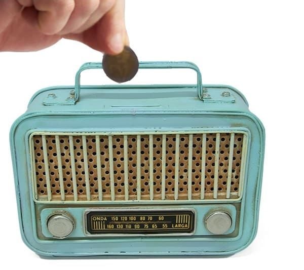 Mini Dekoratif Eskitme Metal Nostaljik Radyo Kumbara