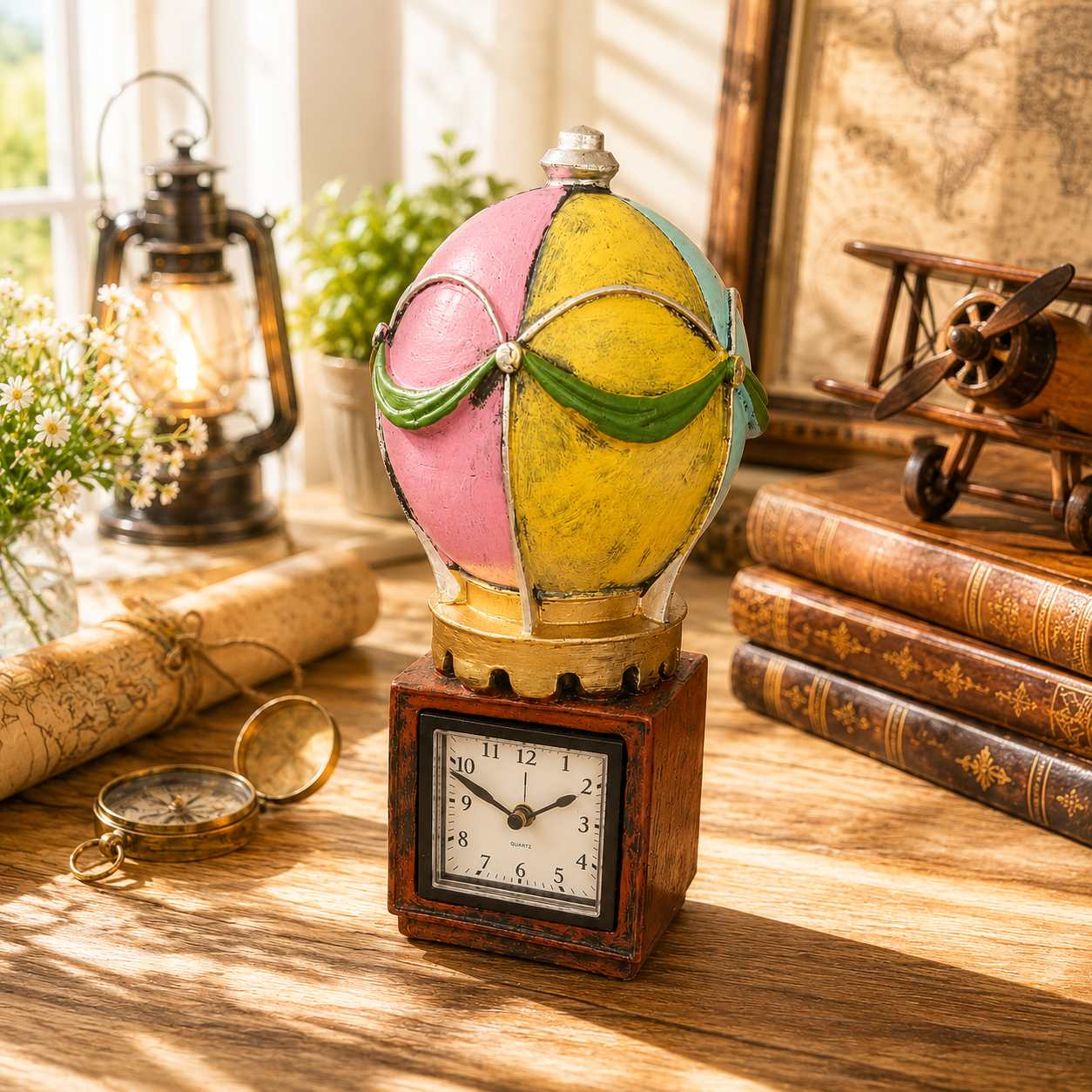 Polyester Uçan Balon Masa Saati Tasarımlı Biblo