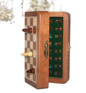 Ahşap Manyetik Satranç Takımı (13 cm)