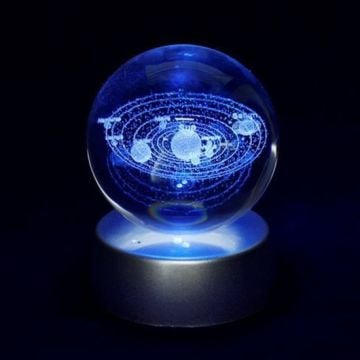 Kristal Cam Küre Renk Değiştiren Led Işıklı Gezegenler