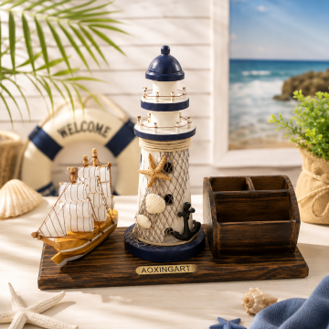 Dekoratif Ahşap Deniz Feneri Kalemlik