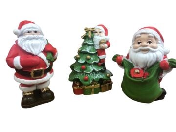 Dekoratif Polyester Noel Baba Biblosu (9 cm 3 Adet)