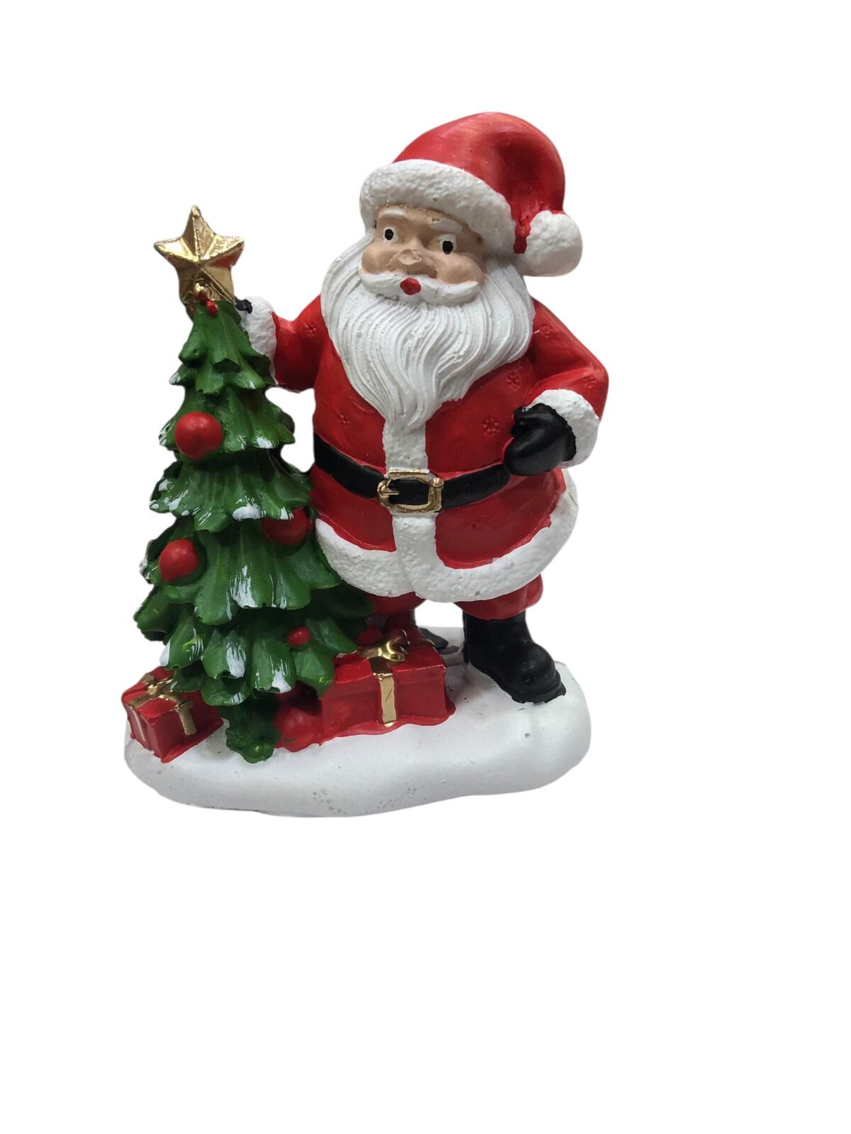 Dekoratif Polyester Çam  Ağaçlı Noel Baba Biblosu (9.5 cm)