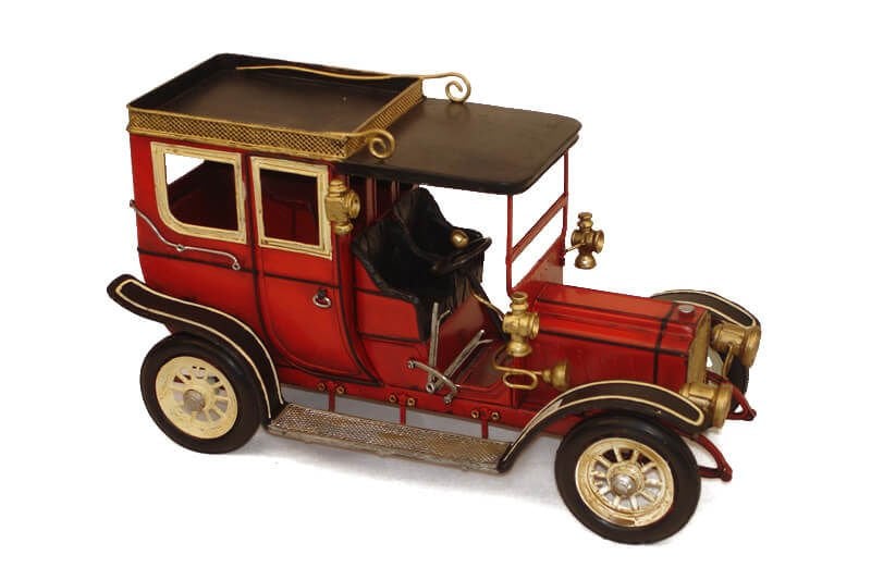 Dekoratif Nostaljik Eskitme Metal Kırmızı Araba