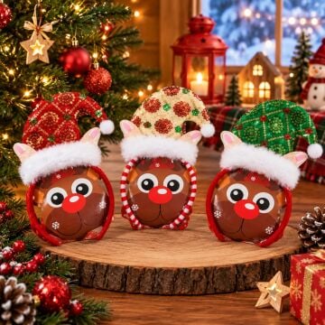 Yılbaşı Parti Tacı  Payet İşlemeli Noel Baba Şapkalı Ve Peluş Detaylı