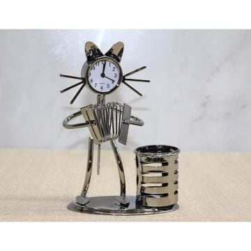 Dekoratif Müzisyen Kedi Tasarım Metal Kalemlik