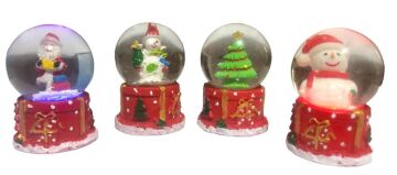 Mini Noel Baba & Kardan Adam & Çam Ağaçlı Cam Kar Küresi