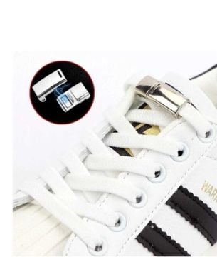 Çocuklar İçin Pratik Mıknatıslı Beyaz Renk Ayakkabı Bağcığı