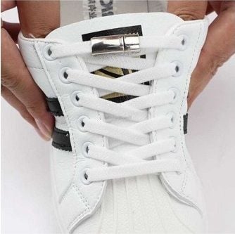 Çocuklar İçin Pratik Mıknatıslı Beyaz Renk Ayakkabı Bağcığı