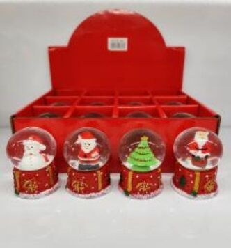 Mini Noel Baba & Kardan Adam & Çam Ağaçlı Cam Kar Küresi