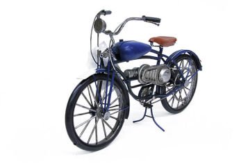 Dekoratif Mavi Metal Bisiklet Elektrikli