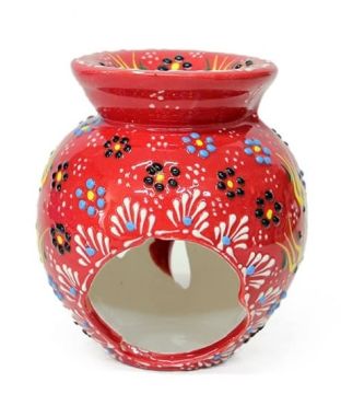 Dekoratif Çini İşlemeli Yuvarlak Model Seramik Buhurdanlık