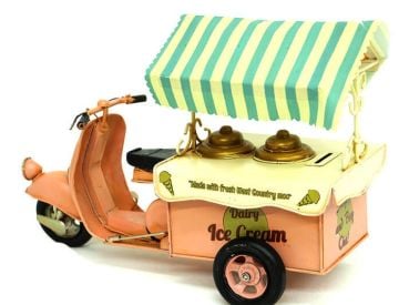 Dekoratif Eskitme Dondurma Arabası Şeklinde Kumbara