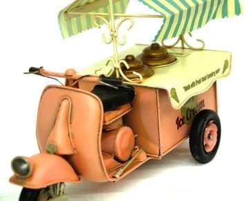 Dekoratif Eskitme Dondurma Arabası Şeklinde Kumbara