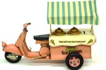 Dekoratif Eskitme Dondurma Arabası Şeklinde Kumbara