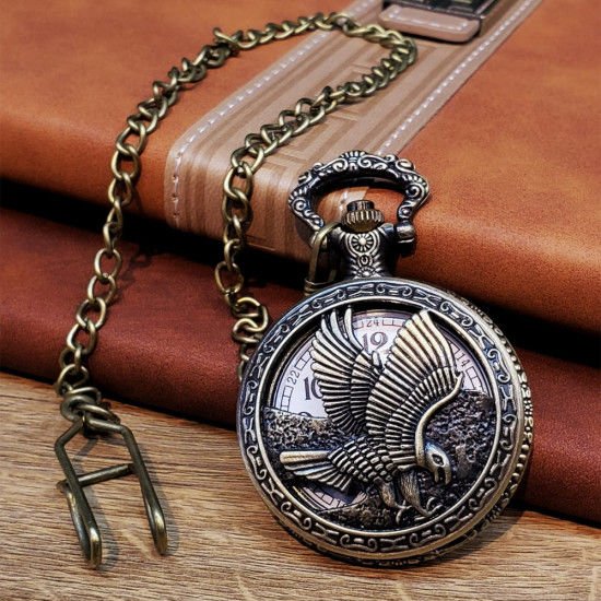 Antika Kartal Kabartmalı Köstekli Cep Saati