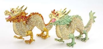 Dekoratif Swarovski Taşlı Tekli Dragon Biblosu (19cm x 10cm)