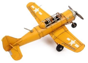 Dekoratif Eskitme Sarı Keşif Uçağı