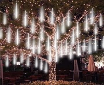 8 Tüp Dijital Akan Meteor Yağmur 220v Led Yılbaşı Süs (Beyaz)
