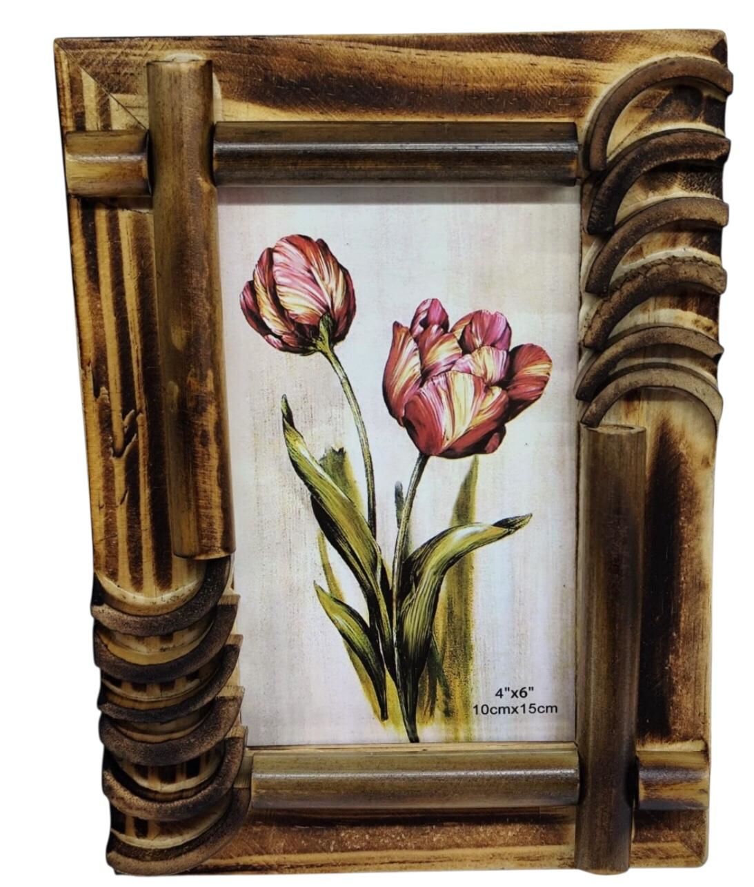 Dekoratif Bambu Tasarım MasaÜstü Fotoğraf Çerçevesi (10 cm x 15 cm)