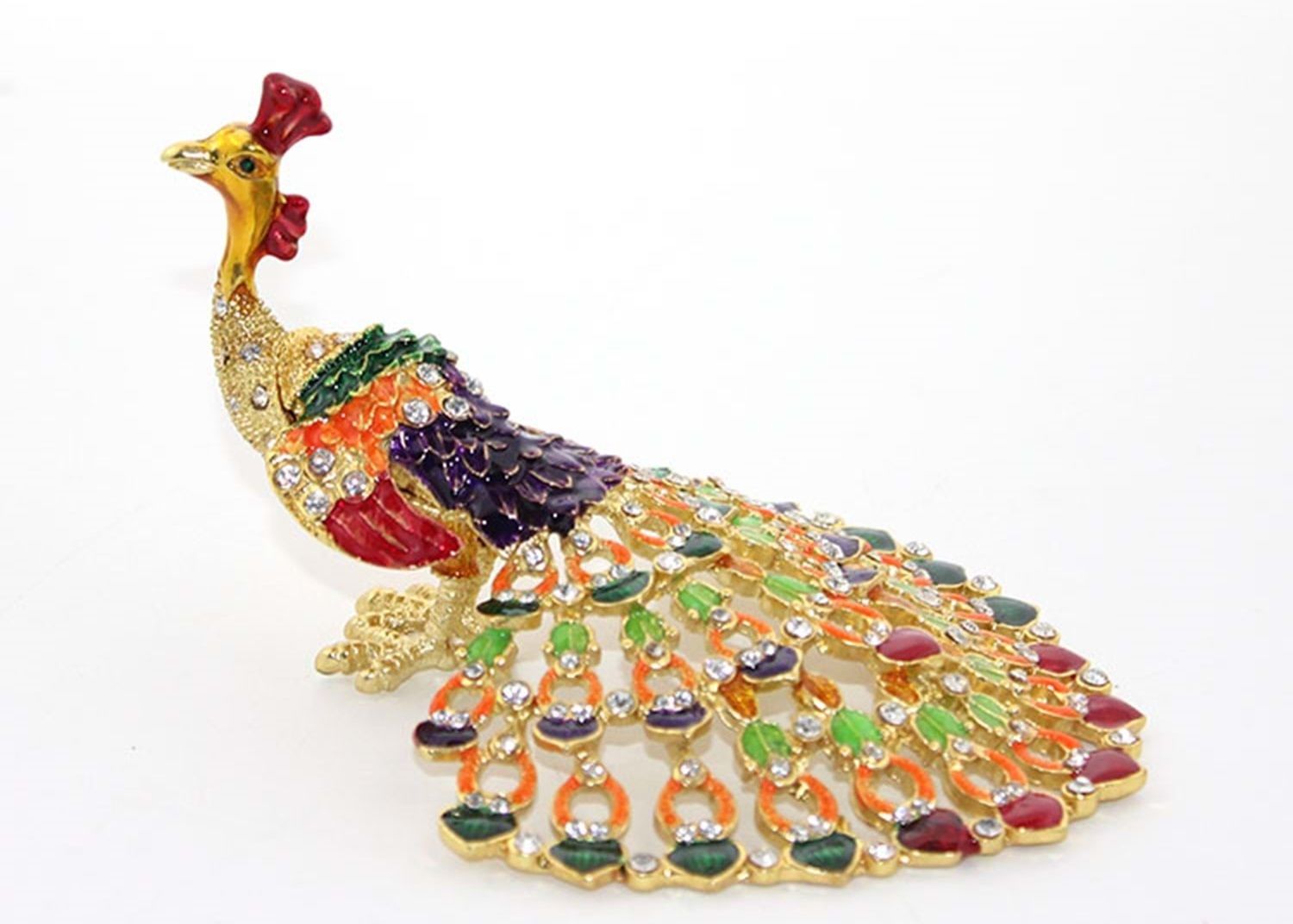 Dekoratif Swarovski Taşlı Tavuskuşu Biblosu (14cm x 10cm)