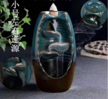 Şelale Brülör Tasarımlı Seramik Geri Akışlı Tütsülük (13 cm x 7 cm)