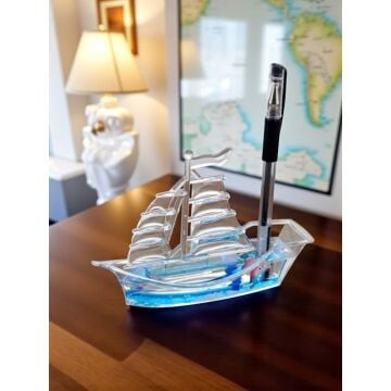 Dekoratif Yelkenli Batmayan Gemili Kalemlik Biblosu