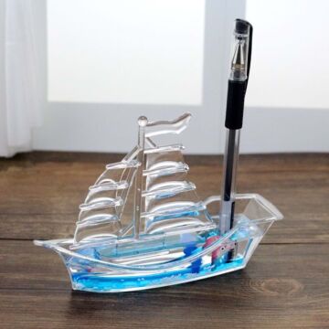 Dekoratif Yelkenli Batmayan Gemili Kalemlik Biblosu