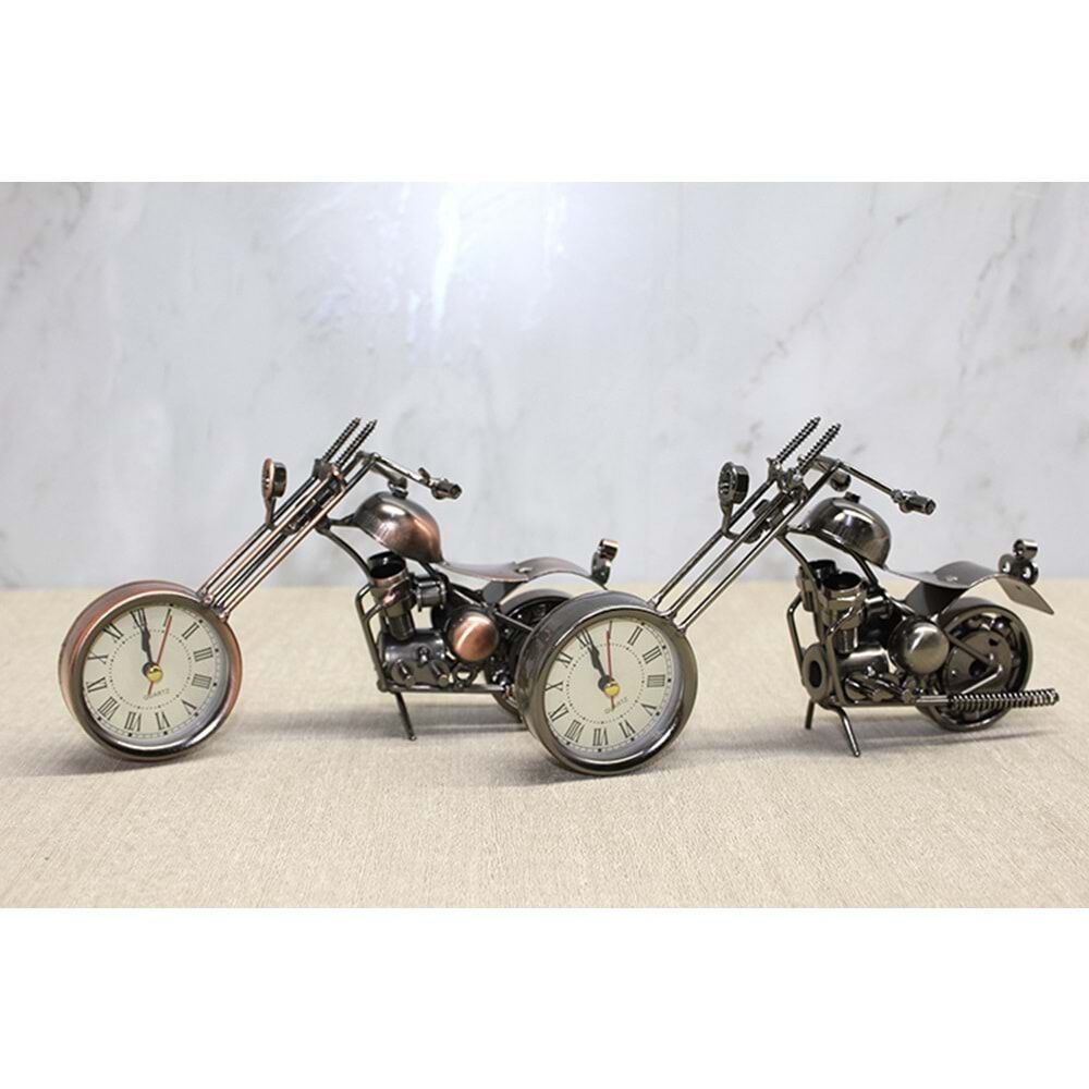 Nostaljik Metal Motorsiklet Tasarımlı Masa Saati