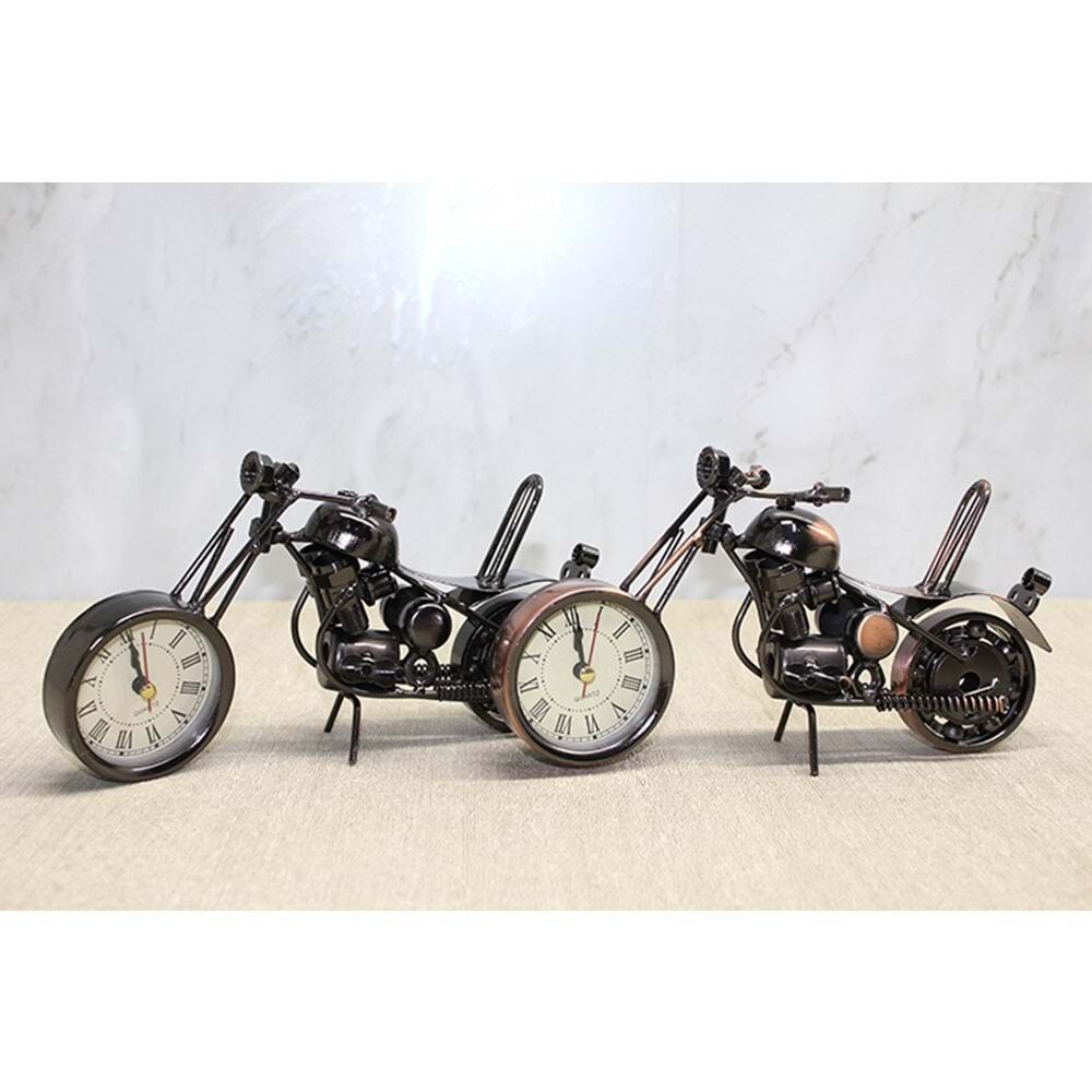 Nostaljik Metal Motorsiklet Tasarımlı Masa Saati