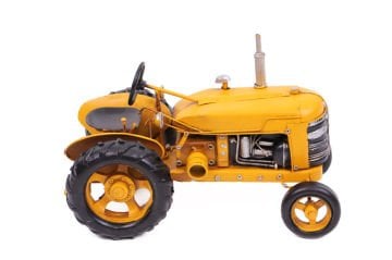 Dekoratif Eskitme Metal Sarı Bahçe Traktörü