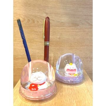 Dekoratif Şans Kedisi Maneki Neko Temalı Sulu Kalemlik Biblosu