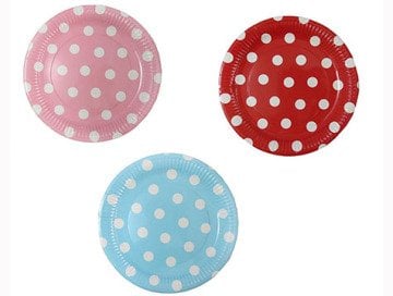 Puantiyeli Karton Tabak (Pembe Mavi Kırmızı)