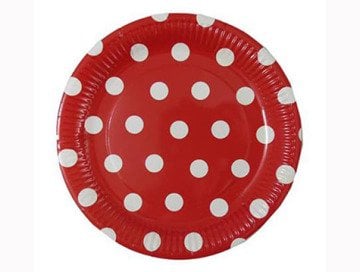 Puantiyeli Karton Tabak (Pembe Mavi Kırmızı)