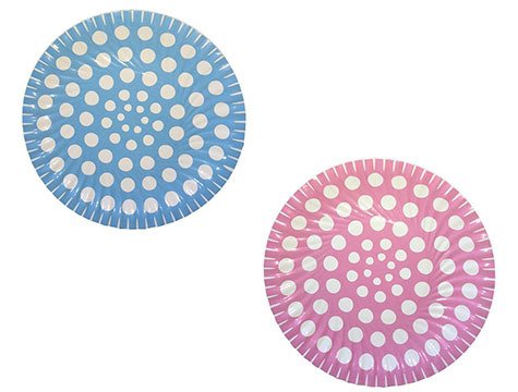 Puantiyeli Karton Tabak (Pembe Mavi)