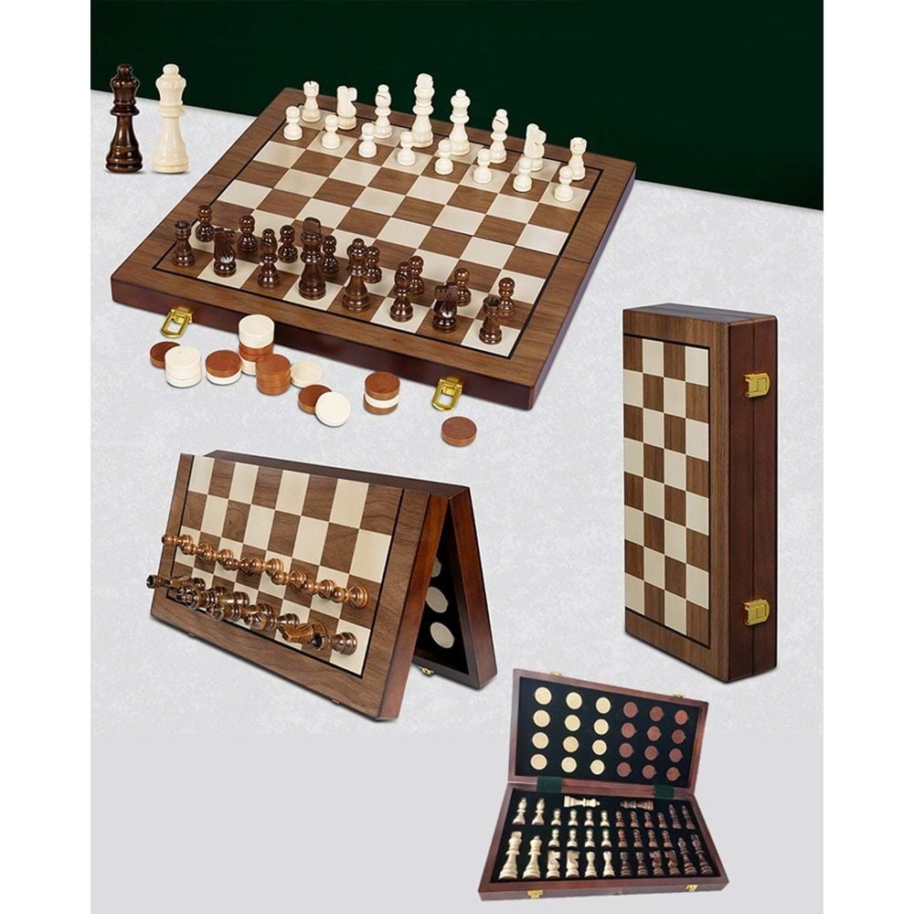 Ahşap Manyetik Satranç Takımı (40 cm x 40 cm)