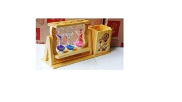 Dekoratif Sevimli Karakterler Kalemlikli Ahşap Kum Saati 3'lü