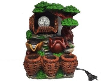 Renkli Işıklı Elektrikli Motorlu Dekoratif Su Şelalesi Süs Havuzu