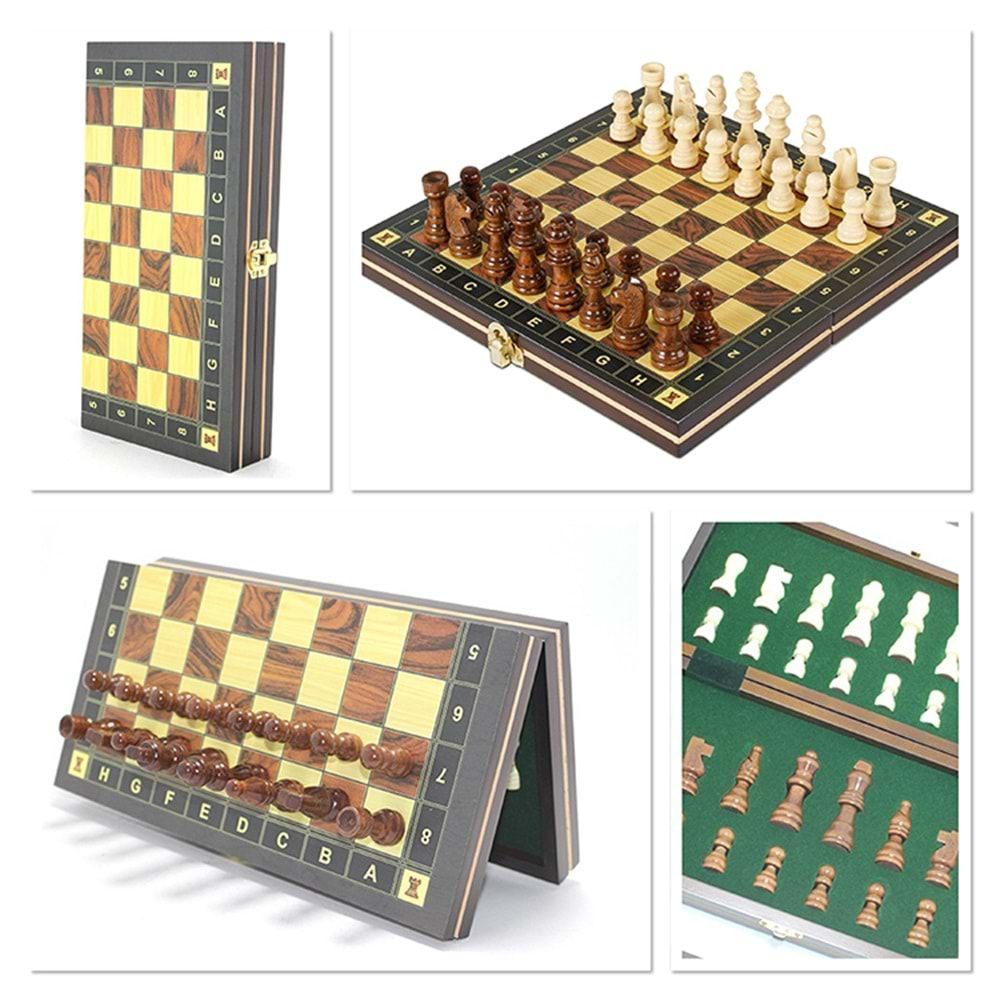 Ahşap Manyetik Satranç Takımı (39 cm x 19.5 cm)
