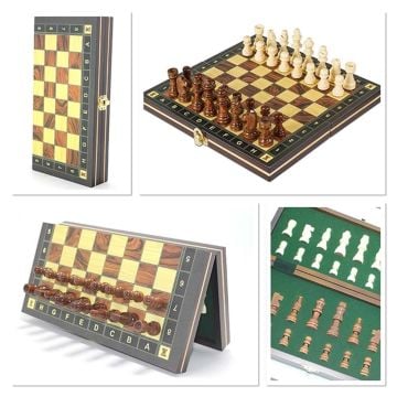 Ahşap Manyetik Satranç Takımı (39 cm x 19.5 cm)