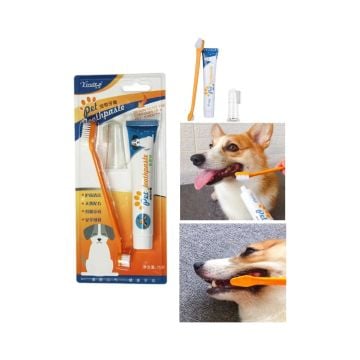 Kedi ve Köpek Diş Macunu ve 2 Fırçalı Evcil Hayvan Ağız Diş Bakım Seti