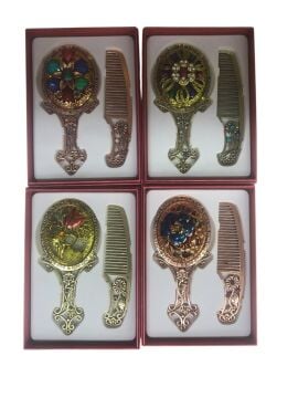 Renkli Taşlı Ayna Tarak Seti