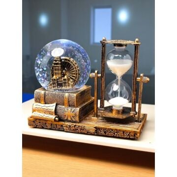 Big Ben Temalı Işıklı Cam Kar Küresi Ve Kum Saati