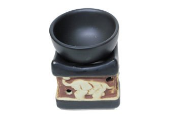 Dekoratif Fil Kabartmalı Seramik Buhurdanlık