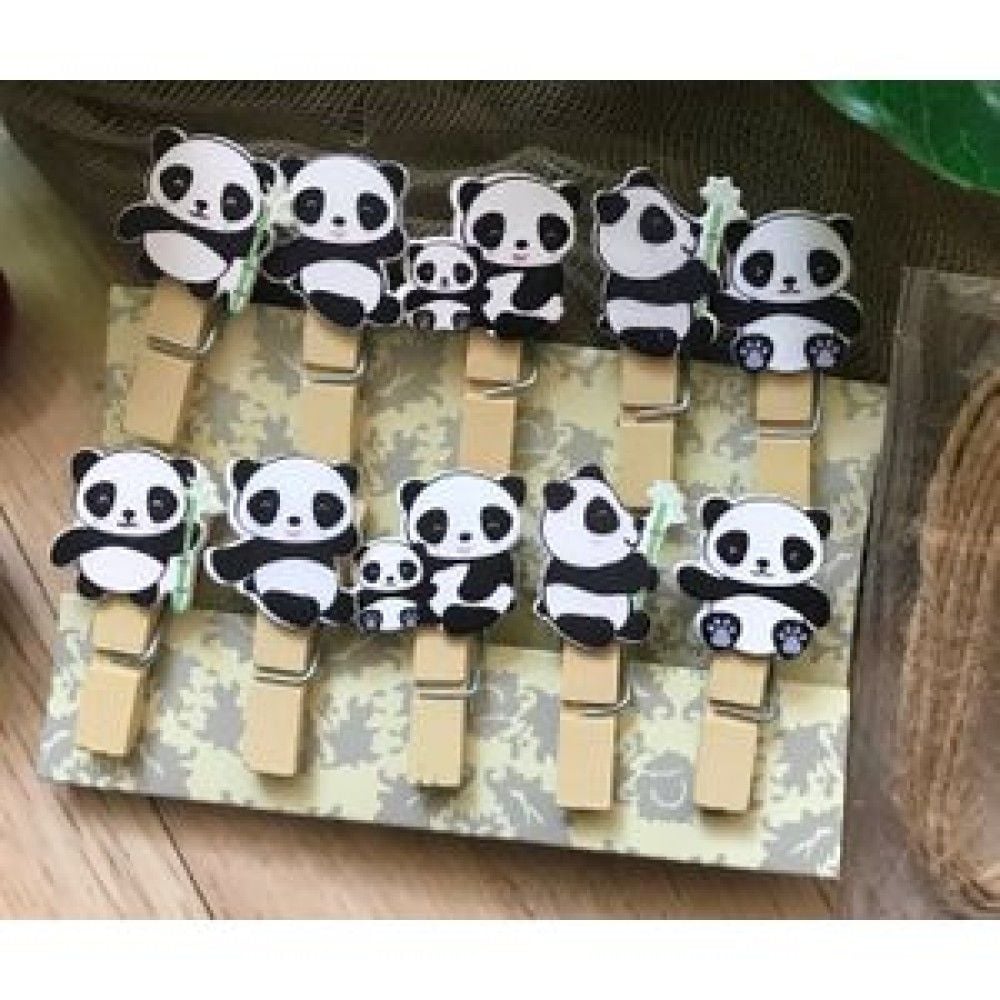 Mini Ahşap Panda Desenli Mandal (120 Adet)