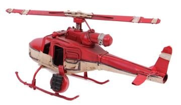 Dekoratif Nostaljik Metal Kırmızı Helikopter