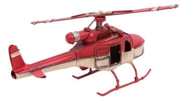 Dekoratif Nostaljik Metal Kırmızı Helikopter