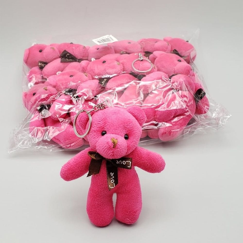 Pembe Peluş Ayıcık Anahtarlık 12 cm (12 Adet)