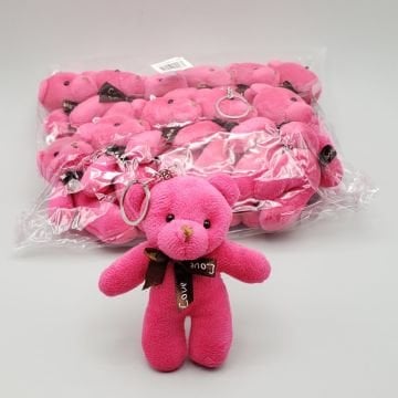 Pembe Peluş Ayıcık Anahtarlık 12 cm (12 Adet)