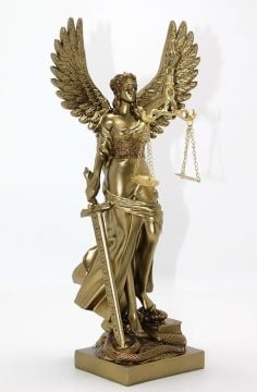 Kanatlı Terazili Gold Adalet Tanrıçası Heykeli Biblosu